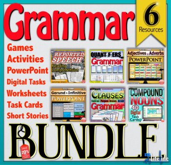 Preview of Grammar BUNDLE Activities, Games, PowerPoints, Task Cards, Digital Tasks