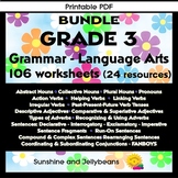 Grammar BUNDLE Grade 3 - 106 worksheets - Nouns Verbs Adje
