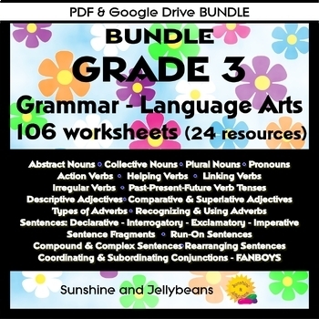 grammar bundle grade 3 106 worksheets nouns verbs sentences etc pdf google