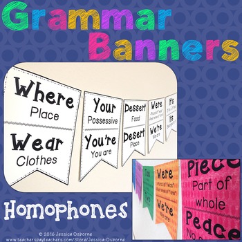 Preview of Grammar Banners: Homophones and Commonly Misused Words Posters
