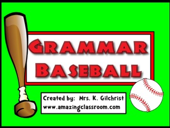 Preview of Grammar Baseball Promethean Flipchart Lesson