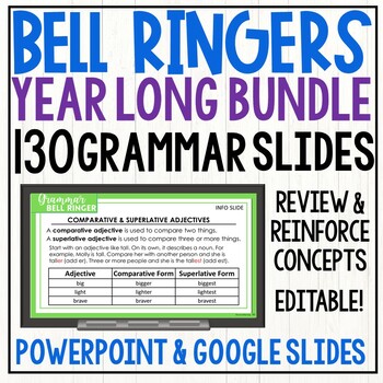 Preview of Grammar Bell Ringers Bundle | ELA Morning Work | Exit Tickets