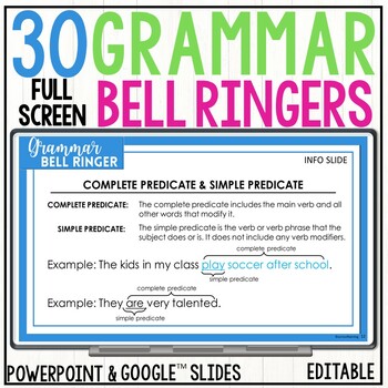 Preview of Grammar Bell Ringers | Digital ELA Morning Work | Exit Tickets