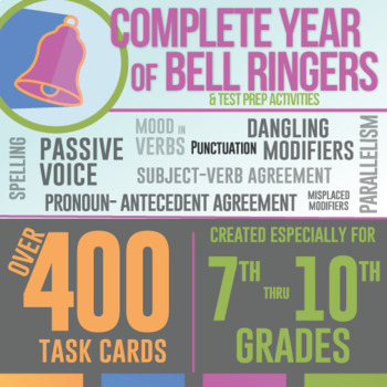 Preview of Grammar Bell Ringers ENTIRE School Year Grammar & Writing Grades 7-10