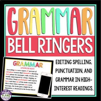 Preview of Grammar Bell Ringers for ELA - Editing Grammar, Punctuation, & Spelling Tasks