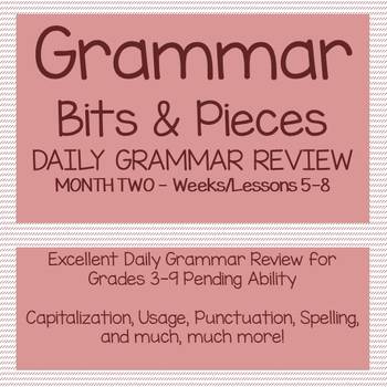 Preview of Grammar Bits & Pieces Weeks 5-8, Daily Review, Bell Work, Warm-Up, Test Review