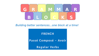 Preview of Grammar Blocks FRENCH Passé Composé - Avoir Regular Verbs