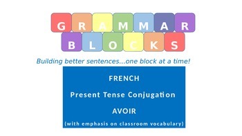 Preview of Grammar Blocks - French Avoir with emphasis on "classroom" vocabulary