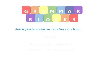 Preview of Grammar Blocks - French Demonstrative Adjectives with emphasis on "clothing"