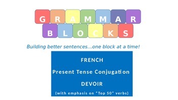 Preview of Grammar Blocks - French Devoir with emphasis on "Top 50"  verbs