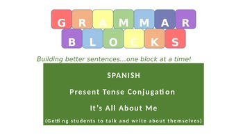 Preview of Grammar Blocks - Spanish  It's All About Me (student autobiography)