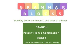 Preview of Grammar Blocks - Spanish Poder with emphasis on "Top 50" verbs