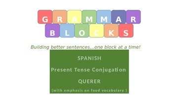 Preview of Grammar Blocks - Spanish Querer with emphasis on "food" vocabulary