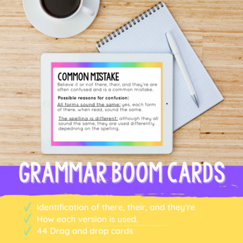 Preview of Secondary English Grammar Boom Card Practice: There, Their, and They're