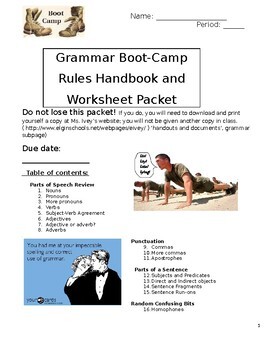 Preview of Grammar Bootcamp Packet