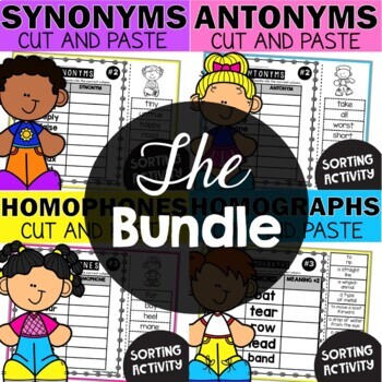 Preview of Grammar Worksheets Bundle Synonyms Antonyms Homophones & Homographs