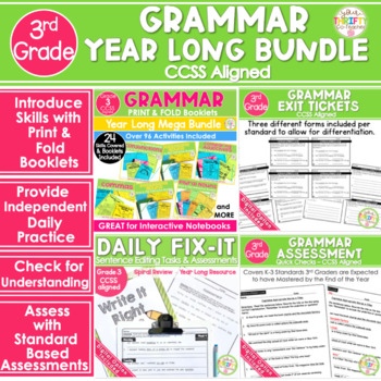Preview of 3rd Grade Grammar - Daily Grammar Practice, Interactive Notebook, Worksheets