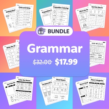 Preview of Grammar Bundle | K, 1st Grade, 2nd Grade Grammar Worksheets, Grammar Centers