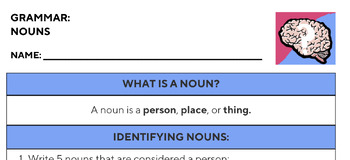 Preview of Grammar Bundle: Nouns