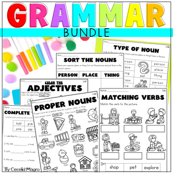 Preview of Grammar Bundle Nouns Verbs Adjectives