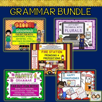 Grammar Bundle!! Plurals, Pronouns, Prepositions, Nouns, Verbs, and More!