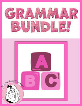 Preview of Grammar Bundle! Task Cards Homophones, Sensory Details, Cause/Effect, and More!