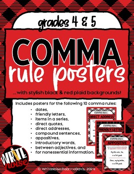 Preview of Grammar COMMA USAGE Posters COMMA RULES Anchor Charts Grades 4-5