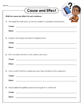 Grammar: Cause and Effect Worksheets by Learning is Fun with Red1