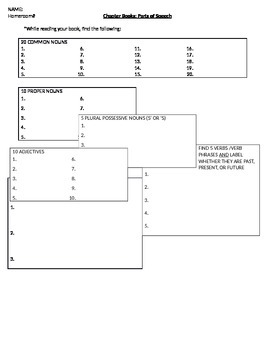 Preview of Grammar - Chapter Books Parts of Speech