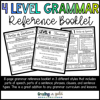 Preview of Grammar Cheat Sheet Reference Booklet