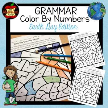 Preview of Grammar Color By Number-Earth Day Edition