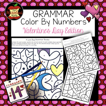 Preview of Grammar Color By Number-Valentine's Day Edition