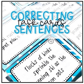 Preview of Grammar Correcting Sentences Task Cards