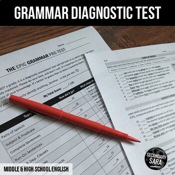 Preview of Grammar Diagnostic Test (#2 of 2): Epic Pre/Post Assessment for Teens