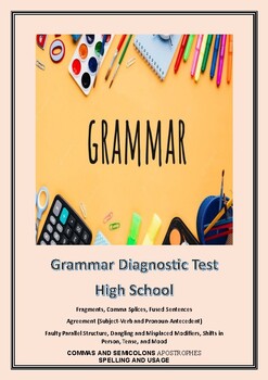 Preview of Grammar Diagnostic Test ( Multiple Choice Test) High School / With Answers
