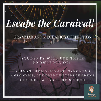 Preview of Grammar Digital Escape Room: Escape the Carnival!