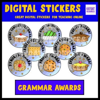 Preview of Grammar Digital Stickers - Distance Learning  - Student Awards