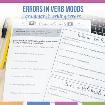 Preview of Verb Mood Errors Worksheets | Shift in Verb Moods Worksheets
