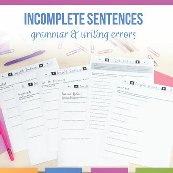 Preview of Complete Sentence Unit | Incomplete Sentences, Run Ons, Fragments Activities