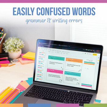 Preview of Commonly Confused Words Task Cards & Tests | Common Writing Errors