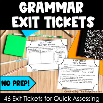 Preview of Grammar Exit Tickets Assessments or Exit Slips