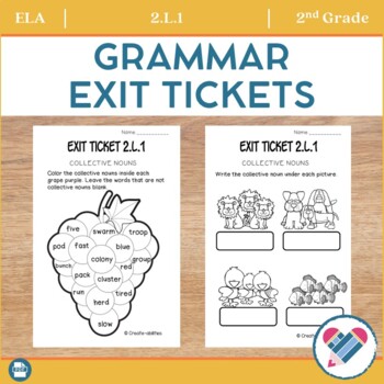 Preview of Grammar and Parts of Speech Exit Tickets 2nd Grade