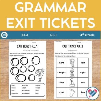 Preview of Grammar and Parts of Speech Exit Tickets 4th Grade