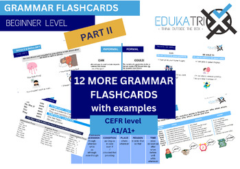 Preview of Grammar FLASHCARDS PART II- Beginner levels (CEFR A1/A1+)