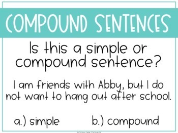 Grammar Fifth Grade Activities: Compound Sentences by Not So Wimpy Teacher
