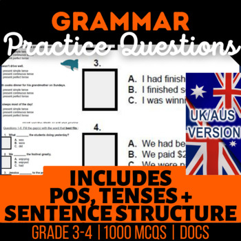 Preview of Grammar Fillables Bundle: Nouns, Verbs, Adjectives, UK/AUS Spelling