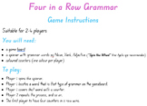 Grammar Four in a Row nouns verbs adjectives