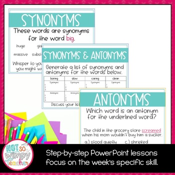 Grammar Fourth Grade Activities: Synonyms and Antonyms by Not So Wimpy
