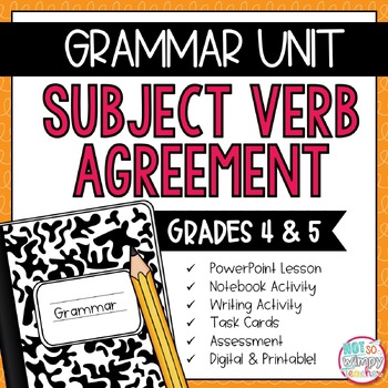 Preview of Grammar Fourth and Fifth Grade Activities: Subject-Verb Agreement