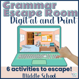 Grammar Game Activity - Escape Room Digital and Print for 